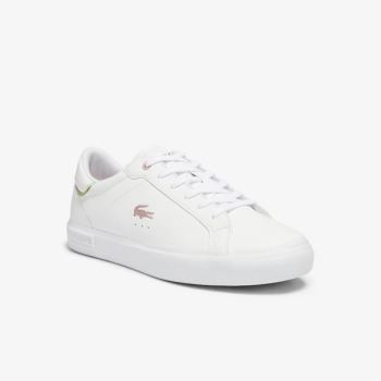 Lacoste Powercourt Synthetic Metallic Accent Sneakers Dětské - Tenisky Bílé / Růžové | CZ-t4HZpN